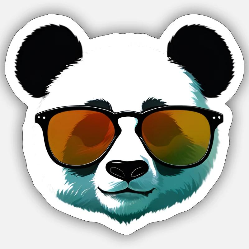 Panda mit Sonnenbrille Farbverlauf - Sticker Größe S (10 x 10 cm) - Mattweiß