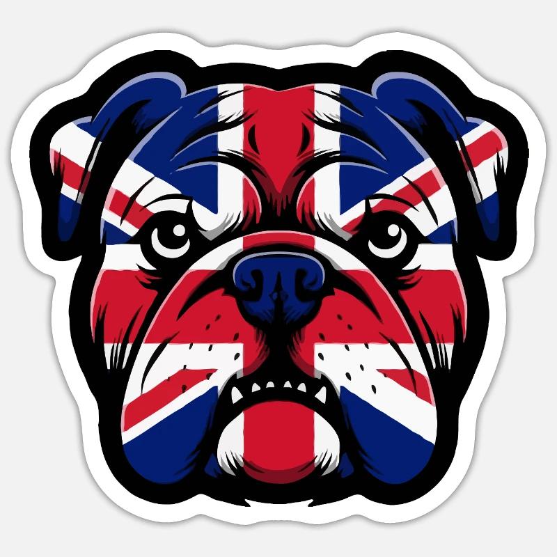 Portrait du bouledogue Union Jack - Sticker taille S (10 x 10 cm) - blanc mat