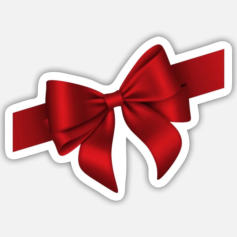 Red Bow Elegance - Sticker size S (10 x 10 cm) - white matte