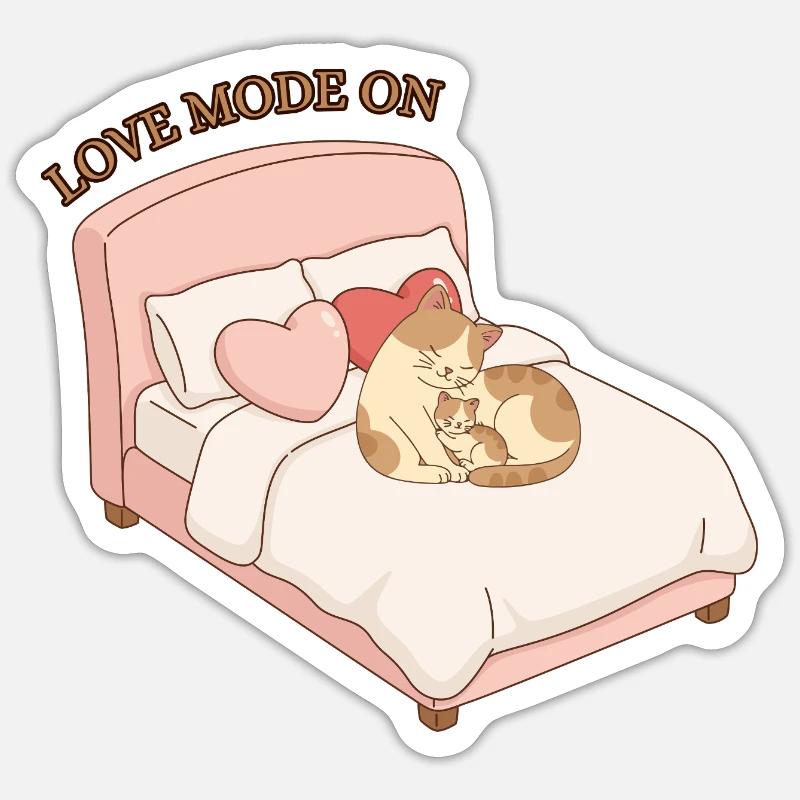 Mode Amour activé - Katzenliebe - Sticker taille S (10 x 10 cm) - blanc mat