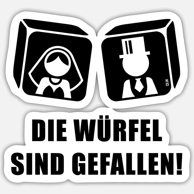 Die Würfel Sind Gefallen! JGA Hochzeit Brautpaar B - Sticker Größe S (10 x 10 cm) - Mattweiß