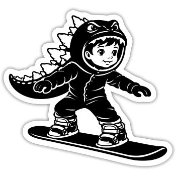 Snowboard Dragon Boy - Sticker Größe S (10 x 10 cm) - Mattweiß - Vorne