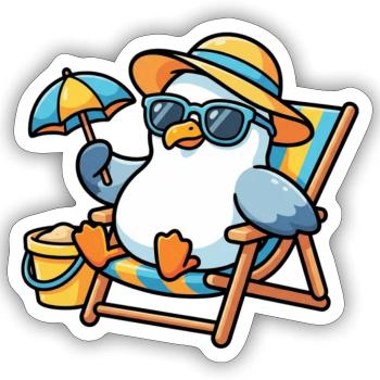 Sun-style beach penguin - Sticker size S (10 x 10 cm) - white matte - Front