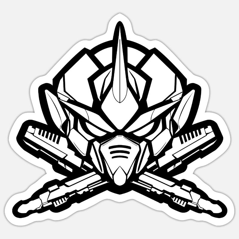 One Bulky Mech - Logo Head v2 - Sticker size S (10 x 10 cm) - white matte