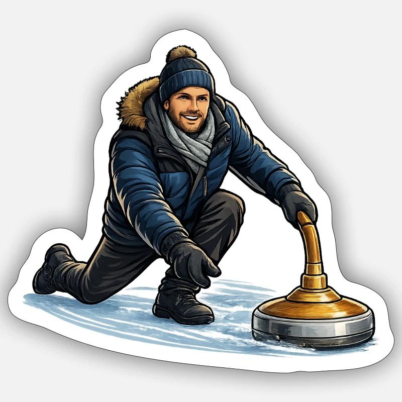 Winter Curling Power - Sticker size S (10 x 10 cm) - white matte