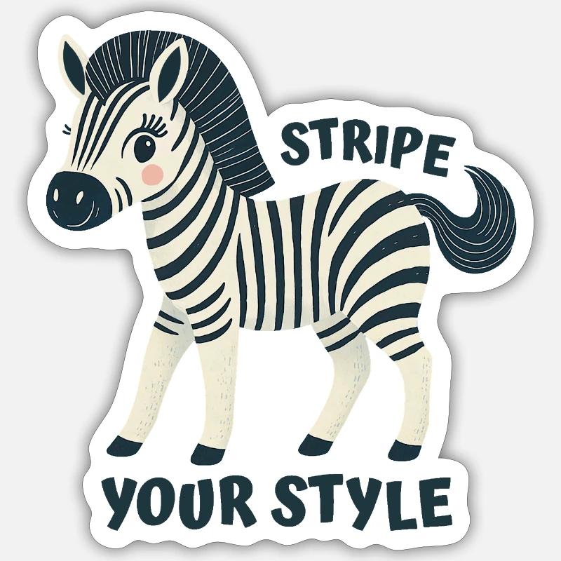 Zèbre élégant - Sticker taille S (10 x 10 cm) - blanc mat