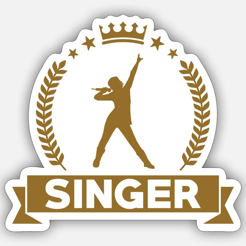 Sänger – Gesang – Lied - Sticker Größe S (10 x 10 cm) - Mattweiß