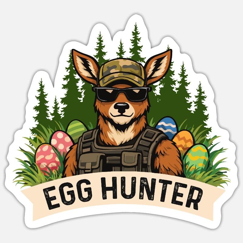 Egg Hunter Osterhase Frühling Eierfärben Sticker Größe S (10 x 10 cm)