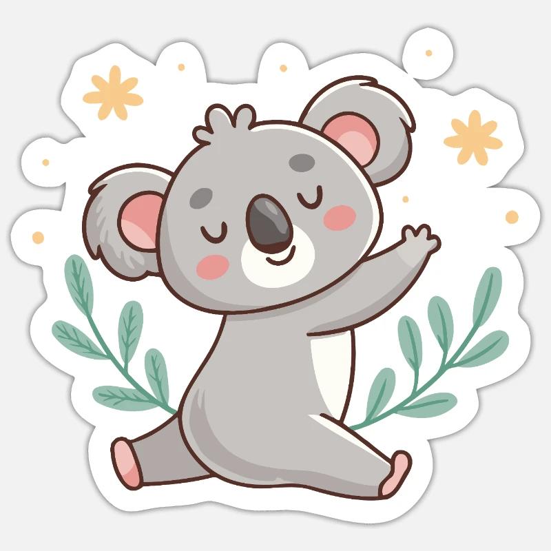 Pastel Relaxed Koala with Foliage - Sticker size S (10 x 10 cm) - white matte