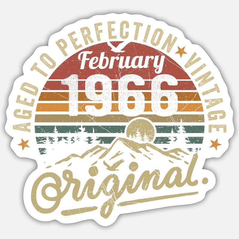Février 1966, Anniversaire 1966 Février - Sticker taille S (10 x 10 cm) - blanc mat