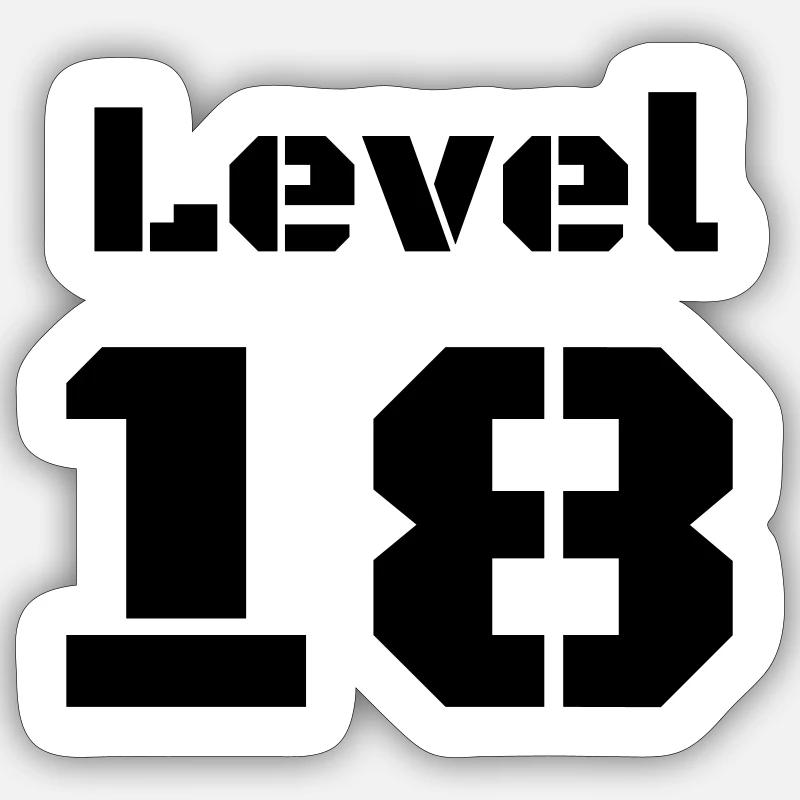 Niveau 18 - Sticker taille S (10 x 10 cm) - blanc mat