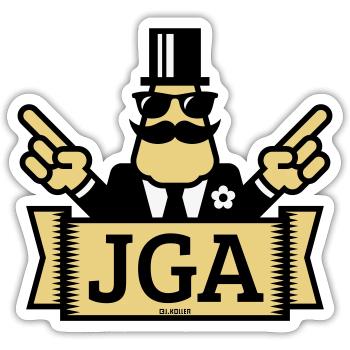 JGA Handzeichen (Junggesellenabschied / 3C) - Sticker Größe S (10 x 10 cm) - Mattweiß - Vorne