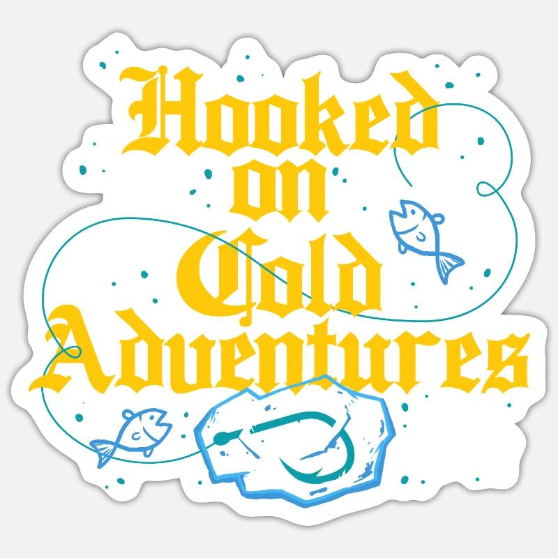 Eisangeln Hooked On Cold Adventures - Sticker size S (10 x 10 cm) - white matte