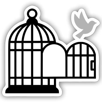 Birdcage Liberté Ouverte - Sticker taille S (10 x 10 cm) - blanc mat - Devant