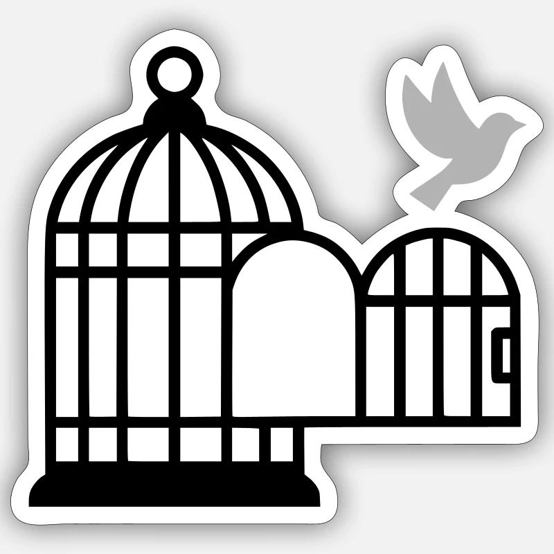 Birdcage Liberté Ouverte Sticker taille S (10 x 10 cm)