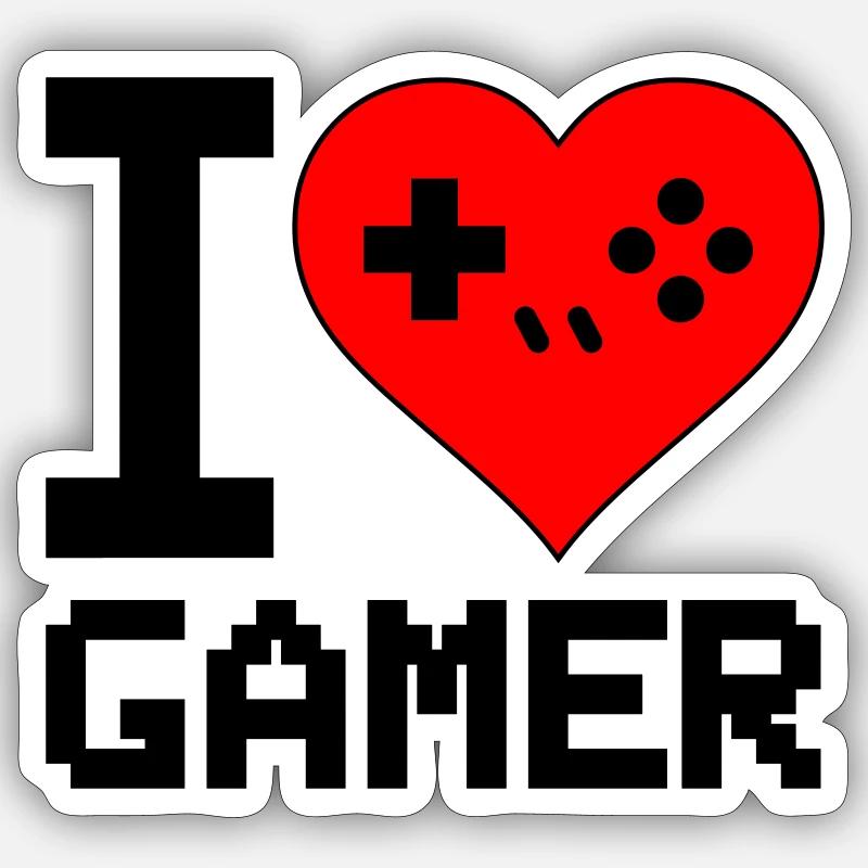 Heart with Game Controller Silhouette - Sticker size S (10 x 10 cm) - white matte