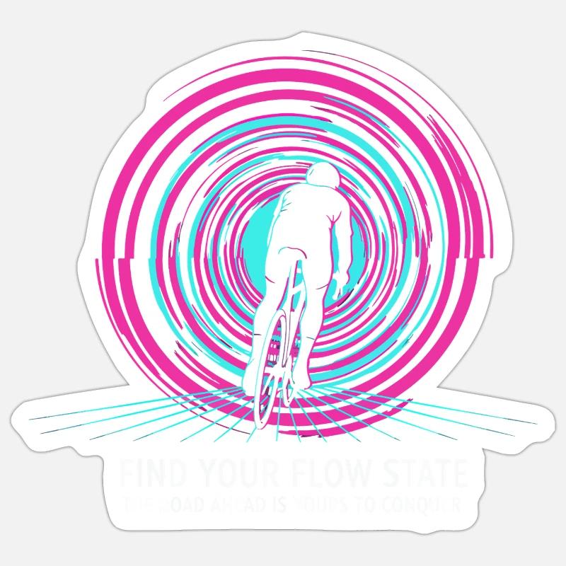 Flow State Radfahrer-Neon-Route - Sticker Größe S (10 x 10 cm) - Mattweiß