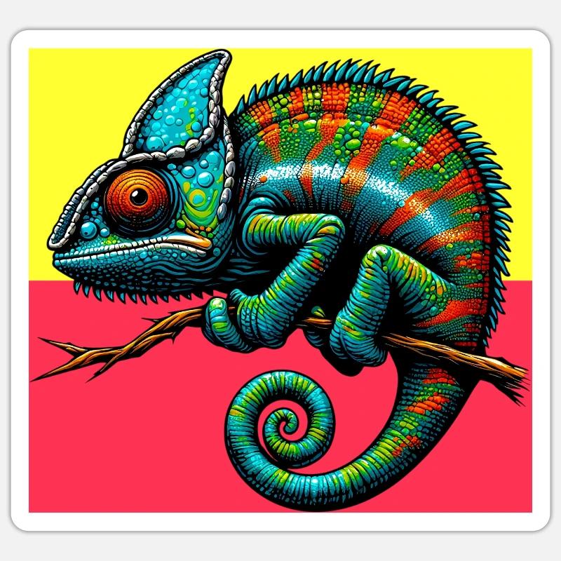caméléon - Sticker taille S (10 x 10 cm) - blanc mat