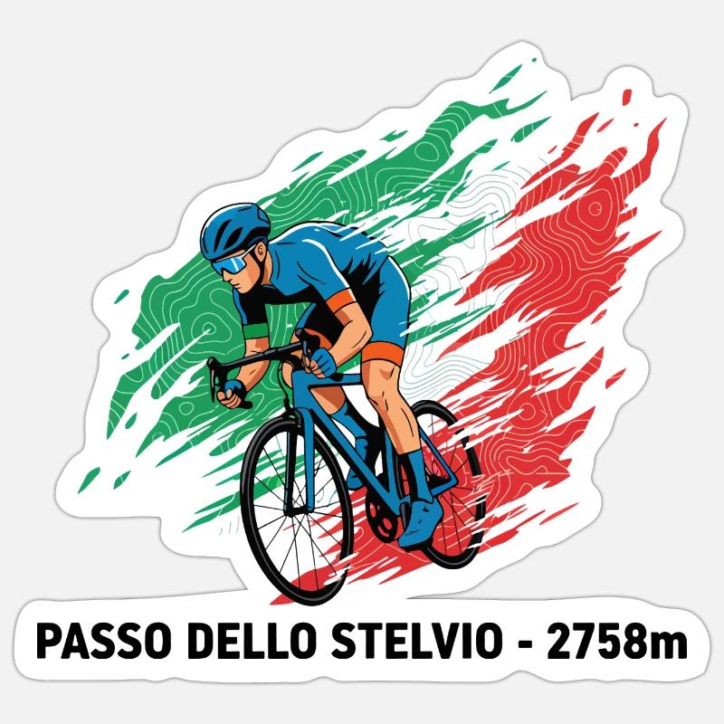 Passo dello Stelvio Climber Colour Burst - Sticker size S (10 x 10 cm) - white matte