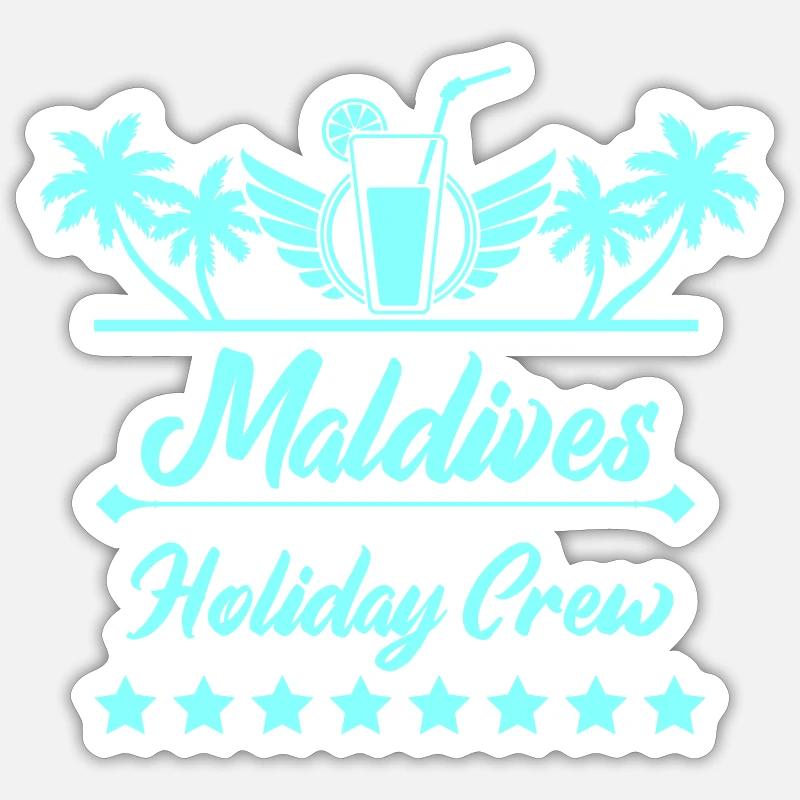 Équipe de vacances aux Maldives - Sticker taille S (10 x 10 cm) - blanc mat