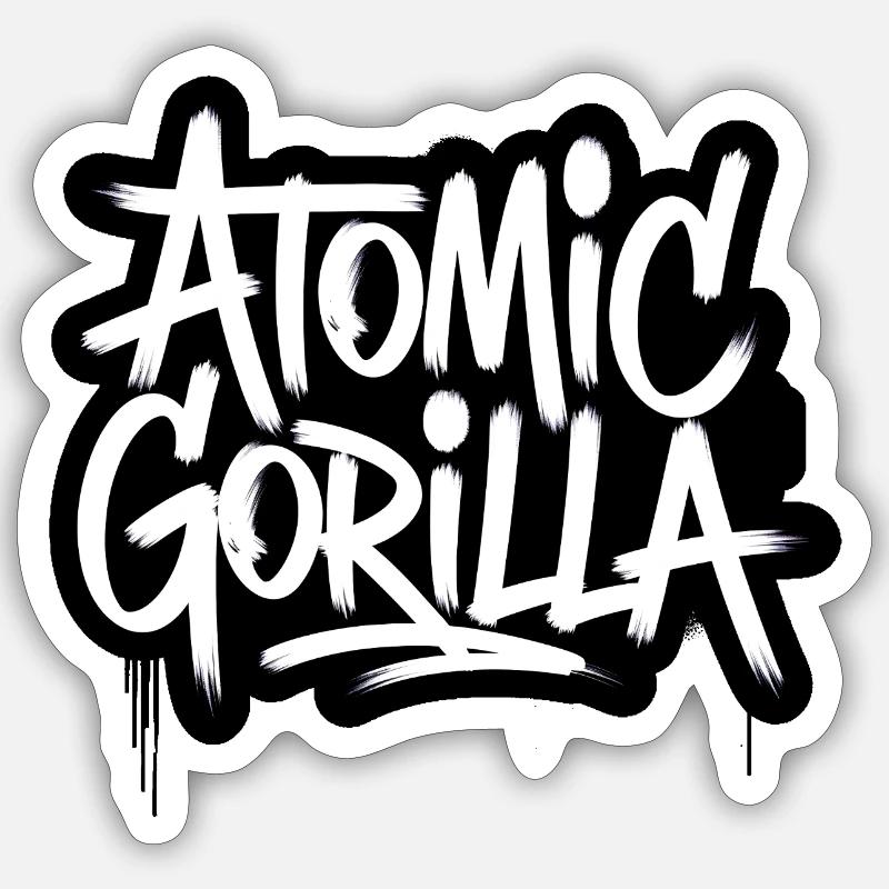 Atomar-Gorilla - Sticker Größe S (10 x 10 cm) - Mattweiß
