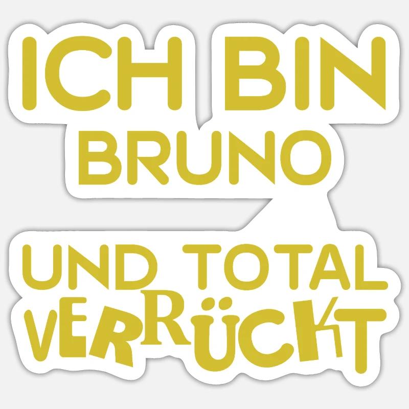 Prénom Bruno - Sticker taille S (10 x 10 cm) - blanc mat
