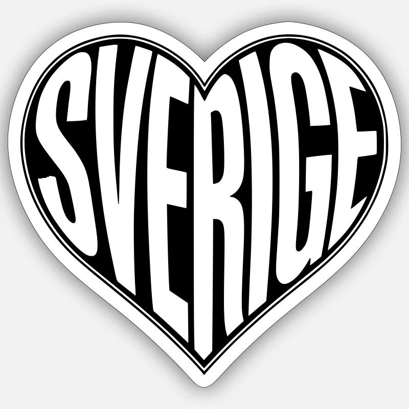Sverige, Suède Heart - Couleur de design variable Sticker taille S (10 x 10 cm)