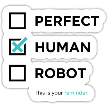 Perfekt, Mensch, Roboter – Erinnerung / angekreuzt - Sticker Größe S (10 x 10 cm) - Mattweiß - Vorne