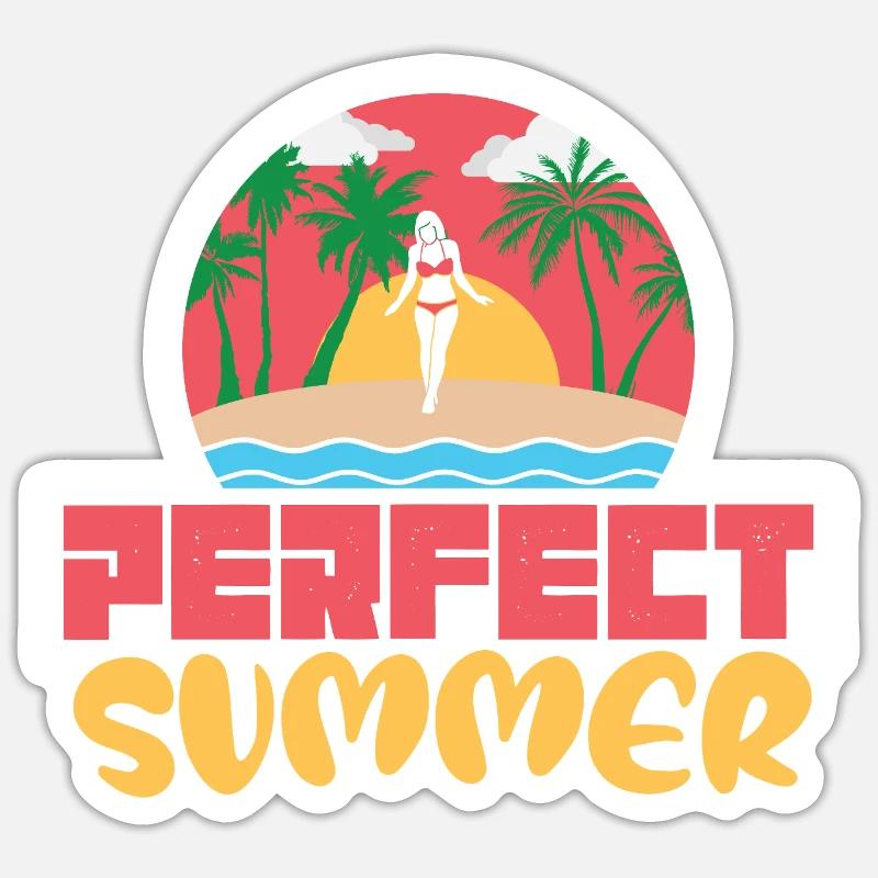 Perfect Summer Beach Sunset Retro Design - Sticker size S (10 x 10 cm) - white matte
