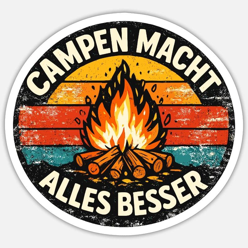 Le camping rend tout meilleur - Sticker taille S (10 x 10 cm) - blanc mat