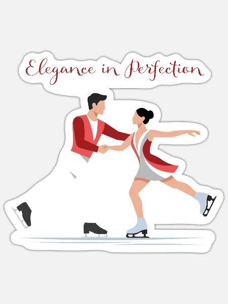 Eiskunstlauf: Elegance in Perfection - Sticker Größe S (10 x 10 cm) - Mattweiß