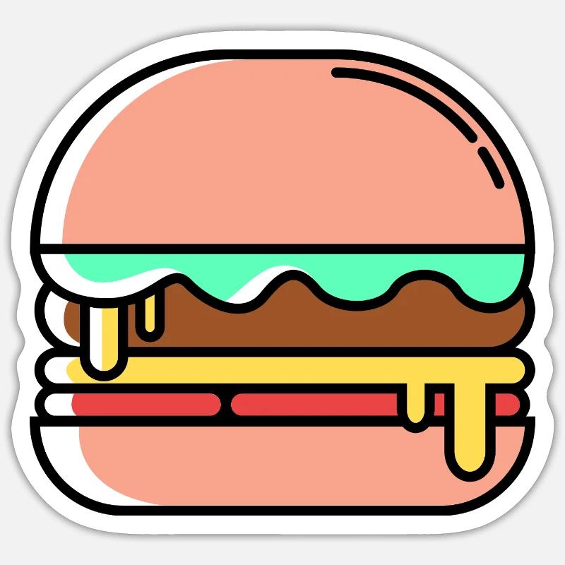 Burger Icon - Sticker taille S (10 x 10 cm) - blanc mat