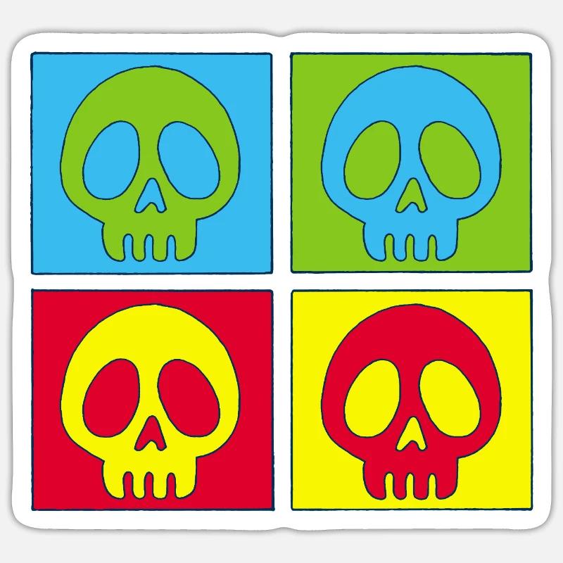 Skulls and four-colour printing - Sticker size S (10 x 10 cm) - white matte