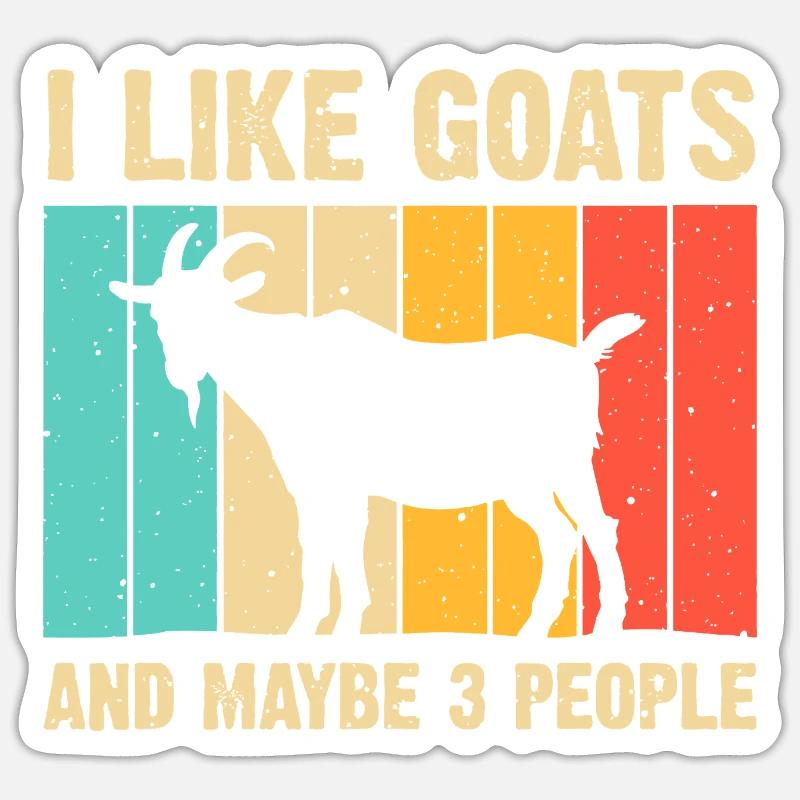 Goat Silhouette on Rainbow Planks - Sticker size S (10 x 10 cm) - white matte