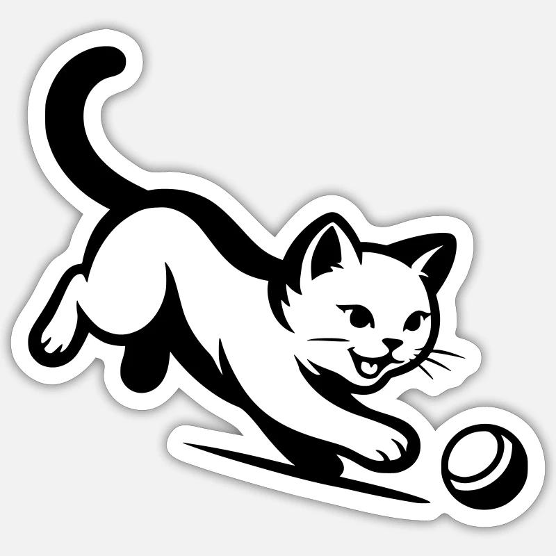 Chat - Sticker taille S (10 x 10 cm) - blanc mat