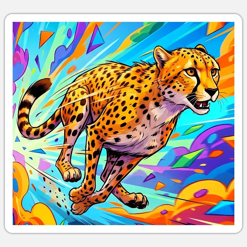 guépard - Sticker taille S (10 x 10 cm) - blanc mat