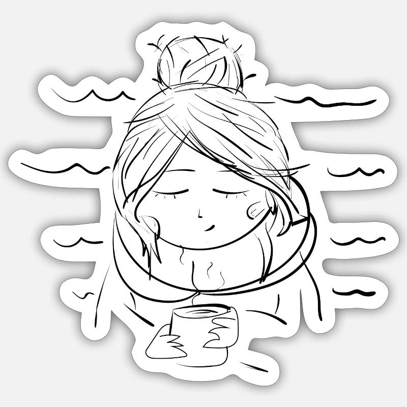 Café - Sticker taille S (10 x 10 cm) - blanc mat