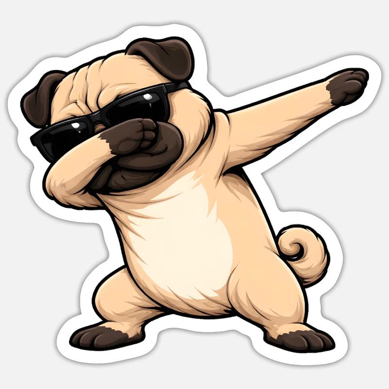 Dabbing Pug Sticker size S (10 x 10 cm)
