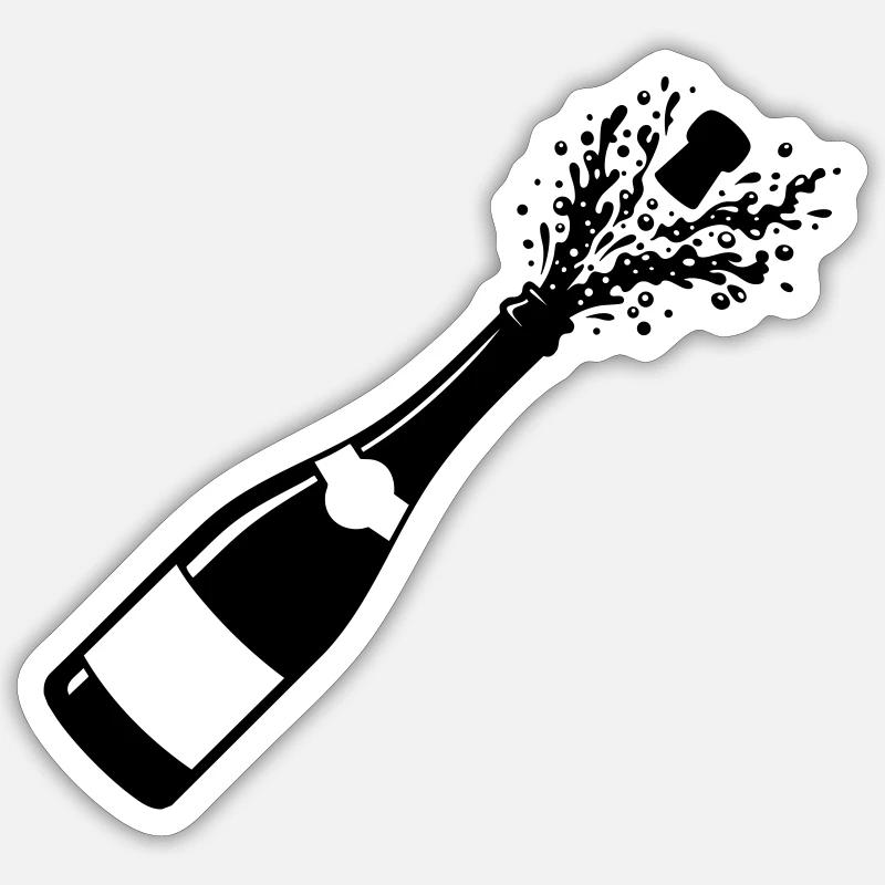 Funkelnde Flaschenpop-Silhouette Sticker Größe S (10 x 10 cm)