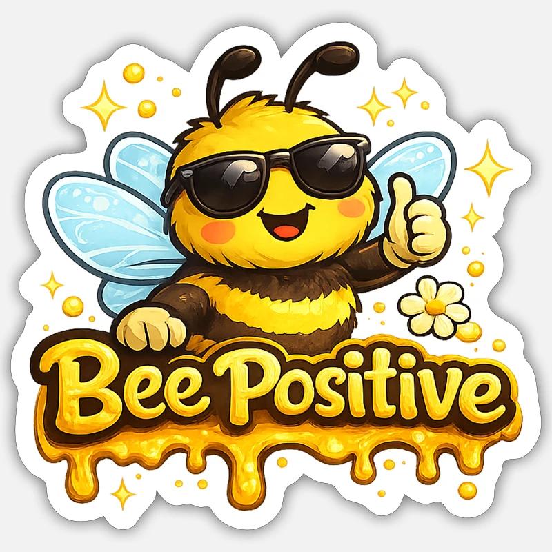 Bee Positive - Sticker taille S (10 x 10 cm) - blanc mat