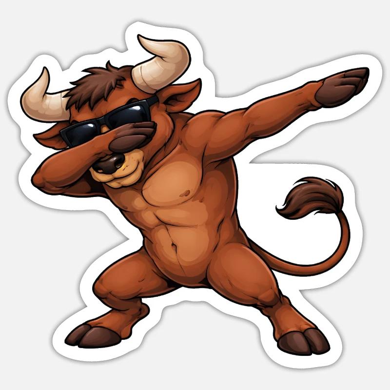 Taureau en dab Sticker taille S (10 x 10 cm)