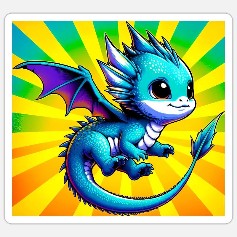 dragon - Sticker taille S (10 x 10 cm) - blanc mat