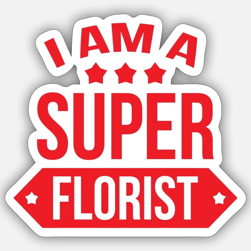 Super Fleuriste métier passion fleurs - Sticker taille S (10 x 10 cm) - blanc mat