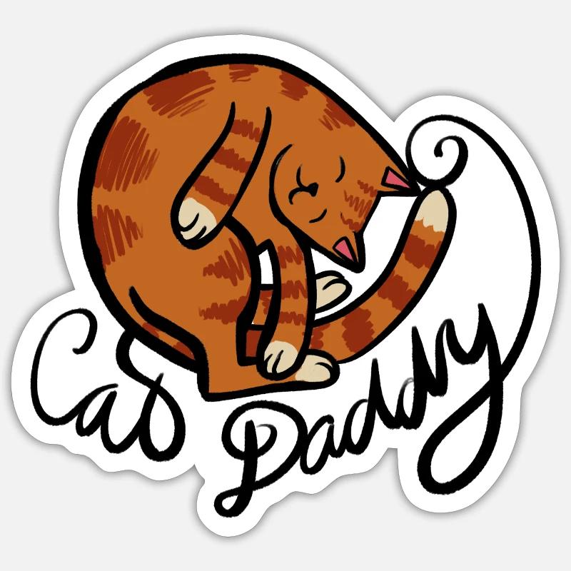 Curled Tabby Nap Illustration - Sticker size S (10 x 10 cm) - white matte
