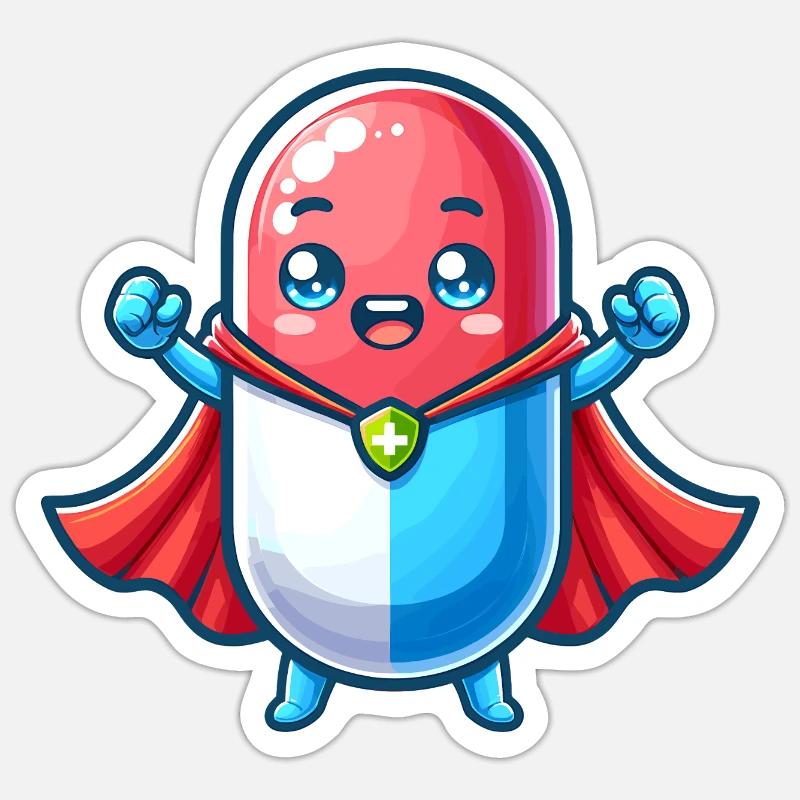 Helden Pille Superheld Medizin Tabletten Held Sticker Größe S (10 x 10 cm)