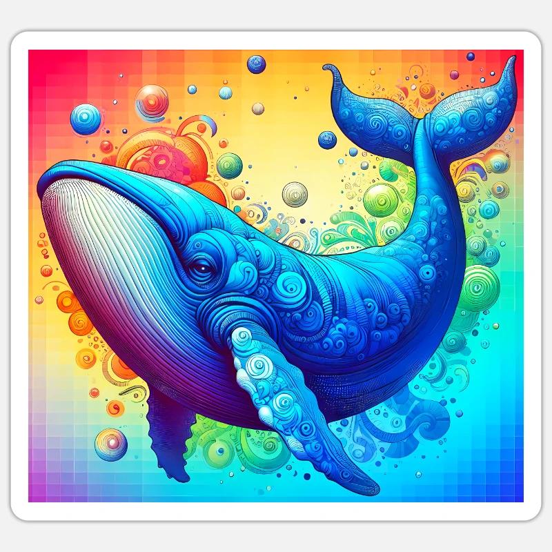 Wal - Sticker Größe S (10 x 10 cm) - Mattweiß