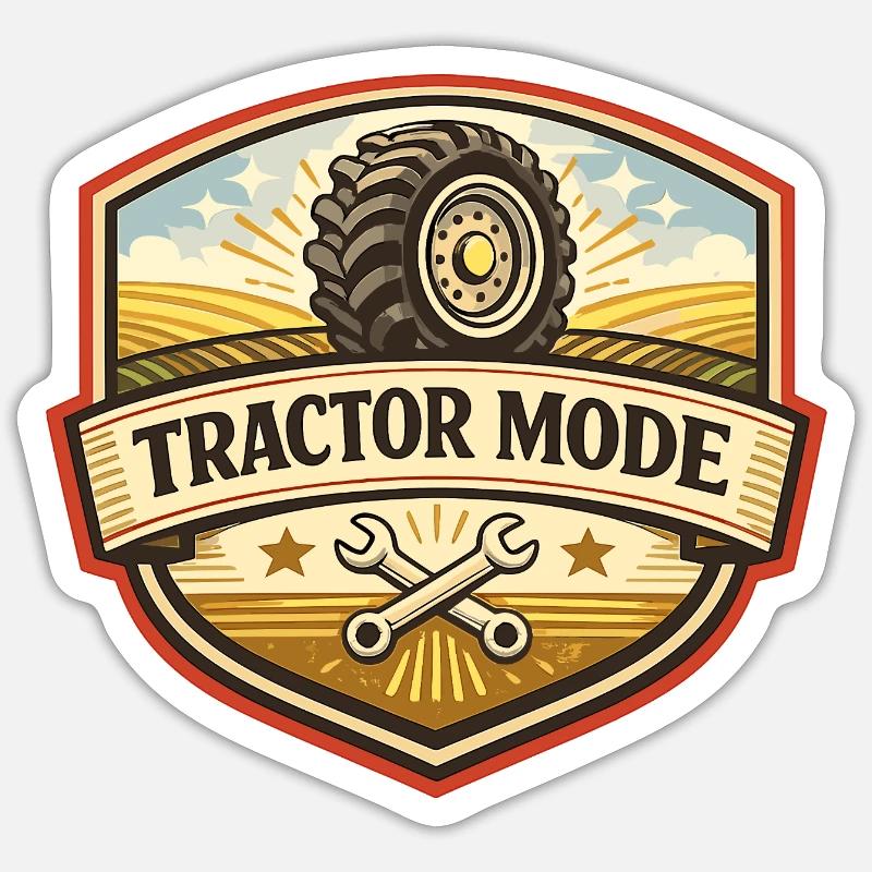 Traktor Modus Emblem - Sticker Größe S (10 x 10 cm) - Mattweiß