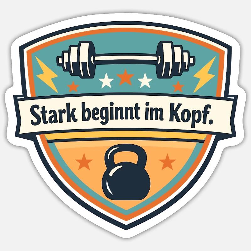 Kopfpower: Stark beginnt im Kopf - Sticker Größe S (10 x 10 cm) - Mattweiß