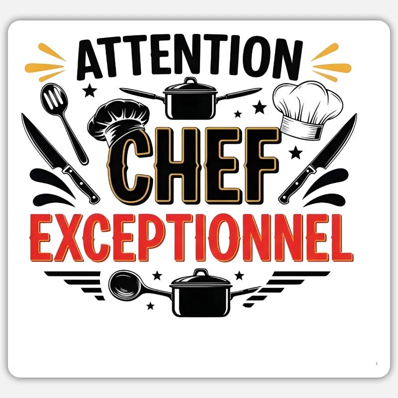 Attention Exceptional Chef - Sticker size S (10 x 10 cm) - white matte