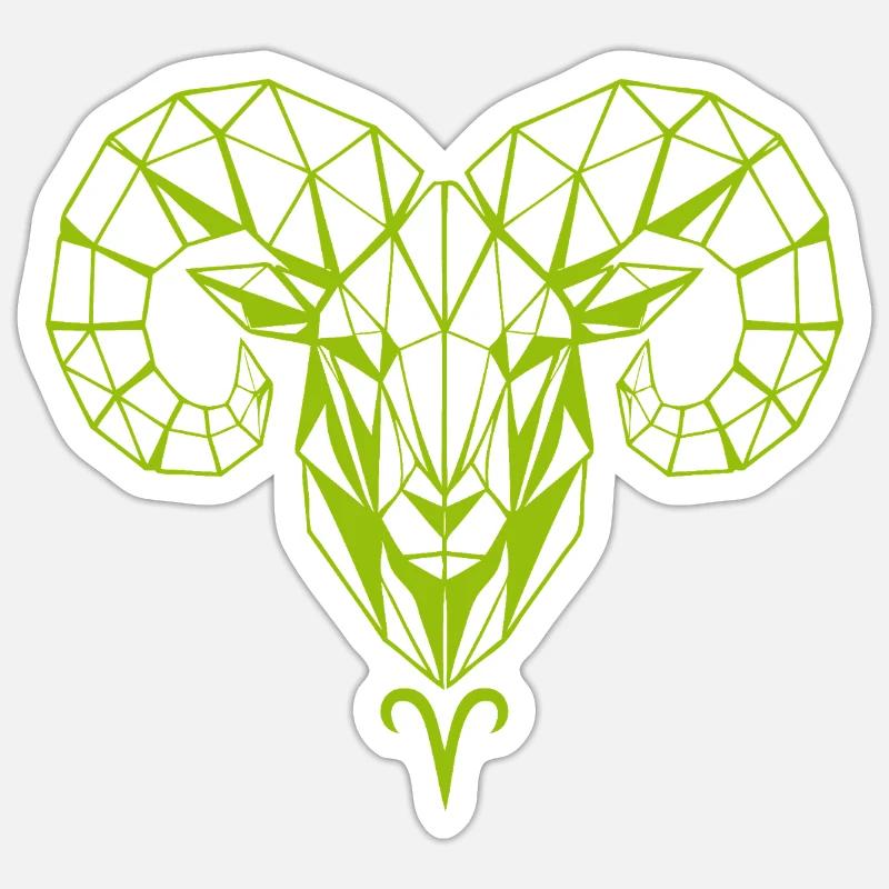 Geometric Rams Head Mesh Design - Sticker size S (10 x 10 cm) - white matte